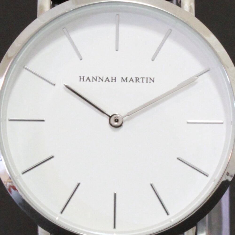 Men's Classic Minimalist 2 Hand Quartz Watch Raised Indices Black Strap 36mm - Picture 12 of 14